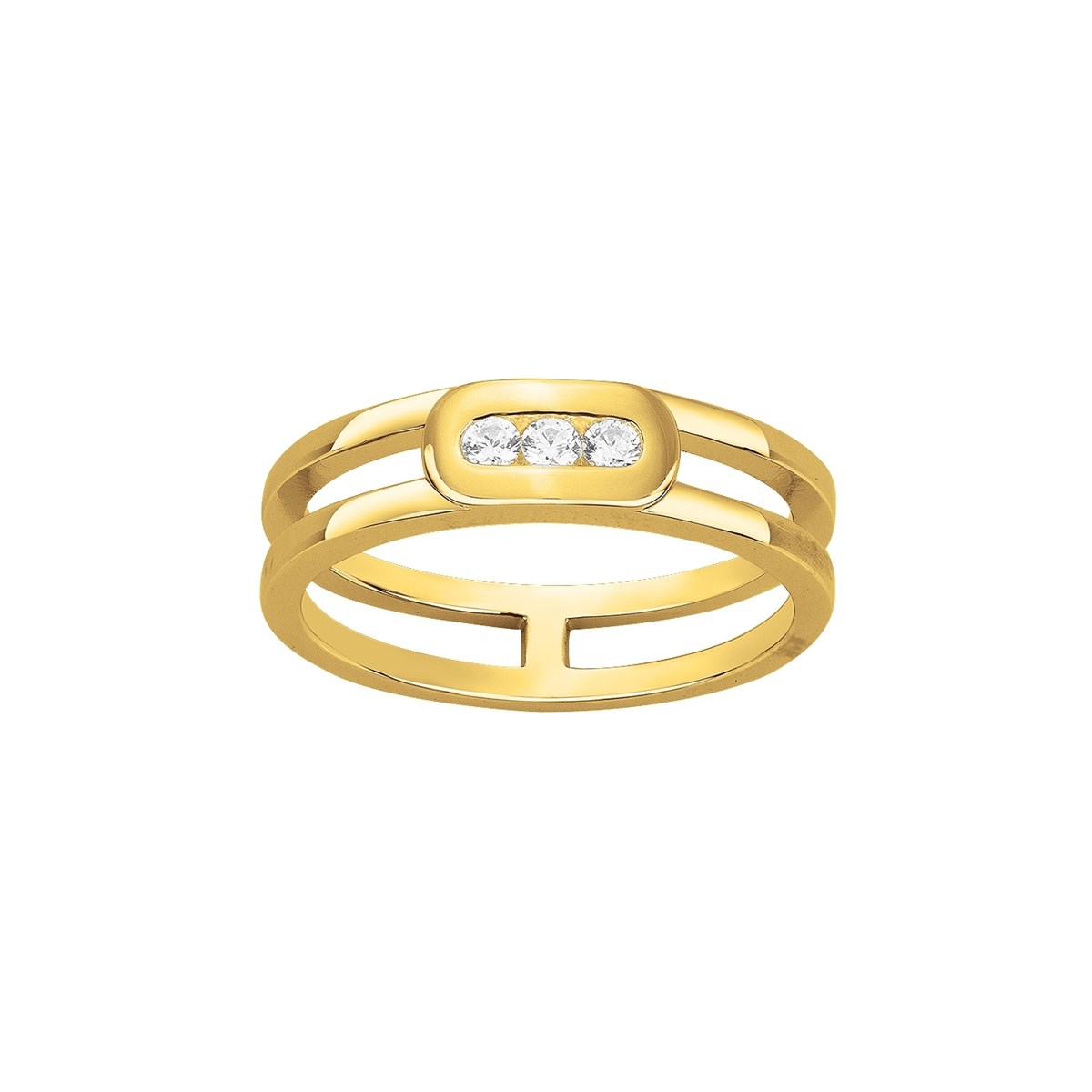 Bague en Plaqué Or avec oxyde de zirconium blanc