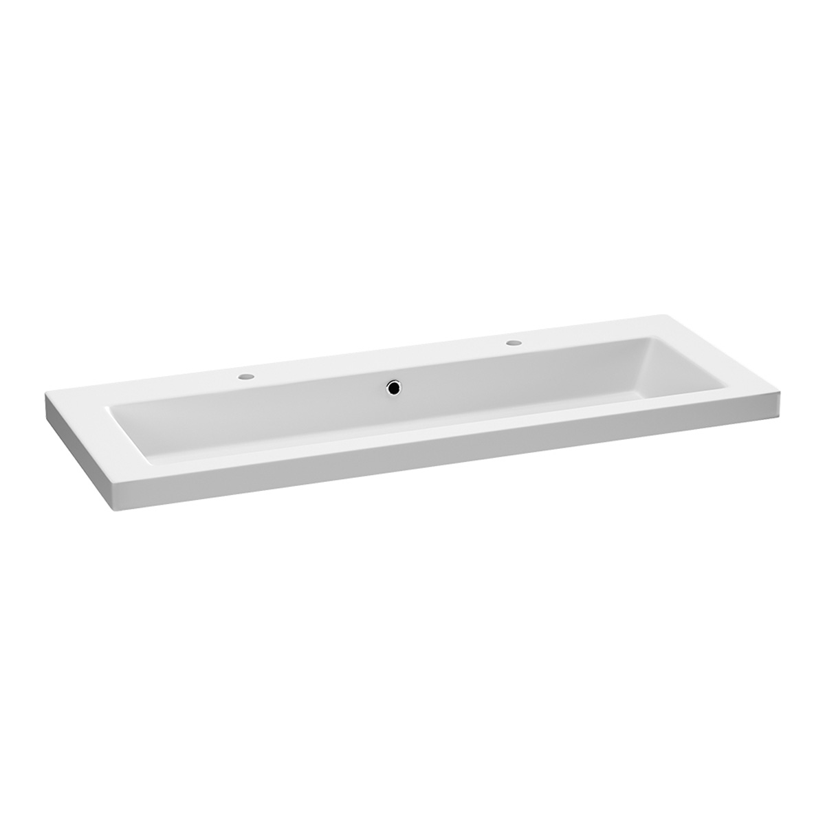 Brauer Solar Medium wastafel mineraalmarmer 120cm met 2 kraangaten wit mat