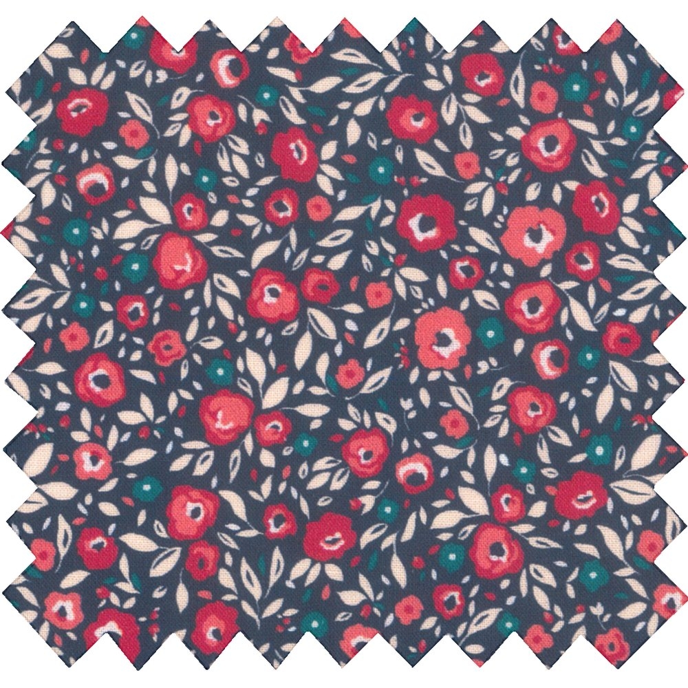 Tissu Voile Camelias Rubis
