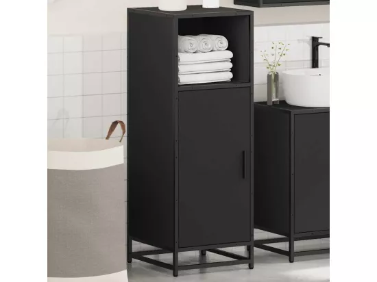 Armoire de salle de bain noir 35x37,5x100 cm bois d'ingénierie