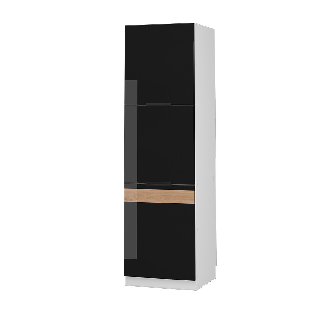 Vicco Herdhochschrank Küchenschrank Küchenmöbel Fame-Line Weiß Schwarz Eiche 60 cm modern Hochglanz