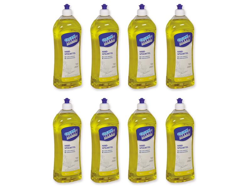 Clean and Clever Handspülmittel PRO 11 8 x 1 l Spülmittel für sauberes Besteck und glänzende Teller, Tassen und Gläser