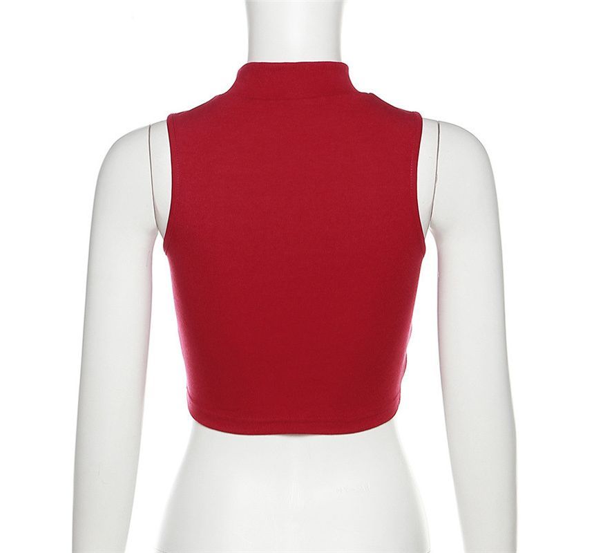 HERMITAKH - Mouwloze crop top met mock-neckprint
