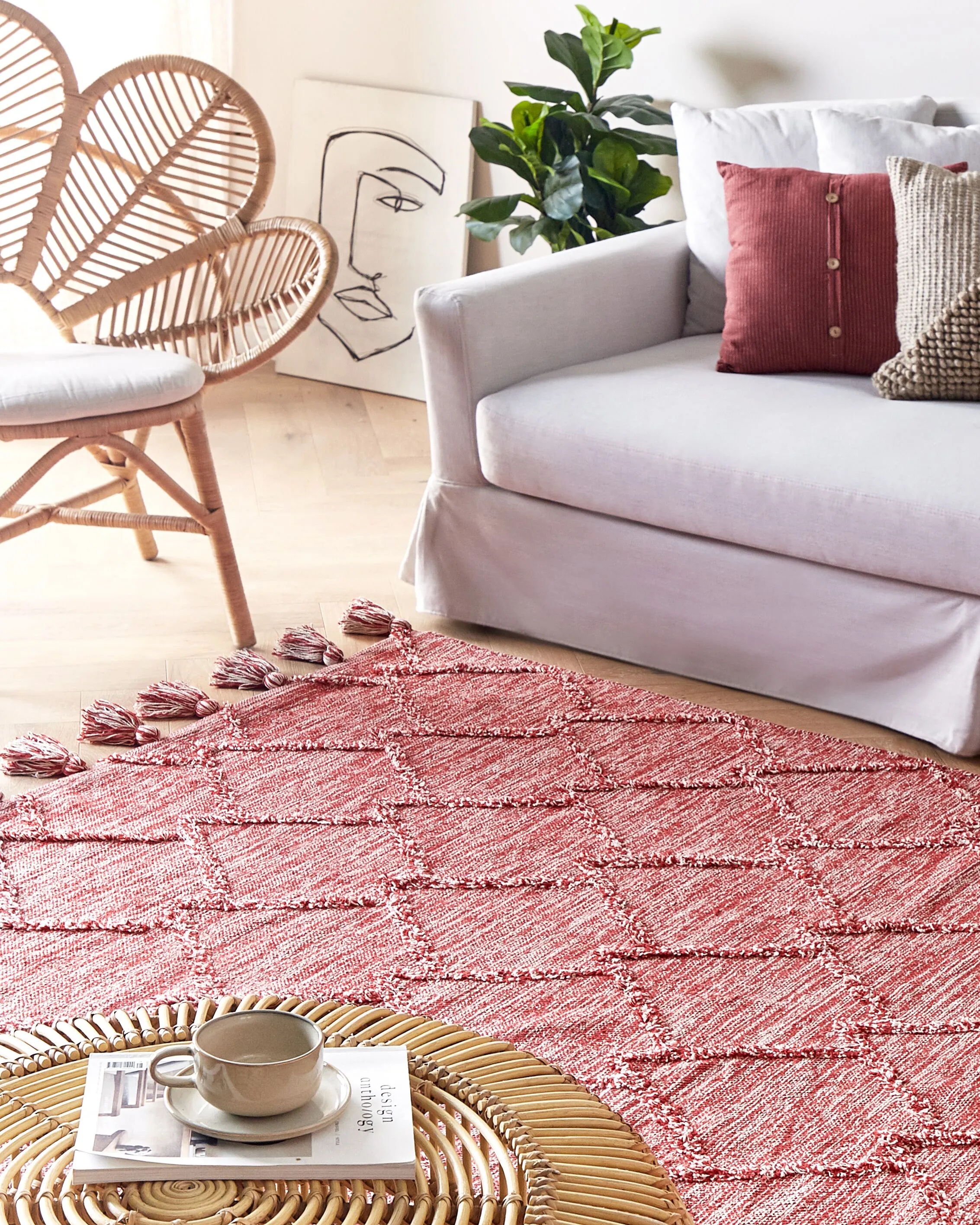Vloerkleed NIGDE Rood 160 x 230 cm Katoen