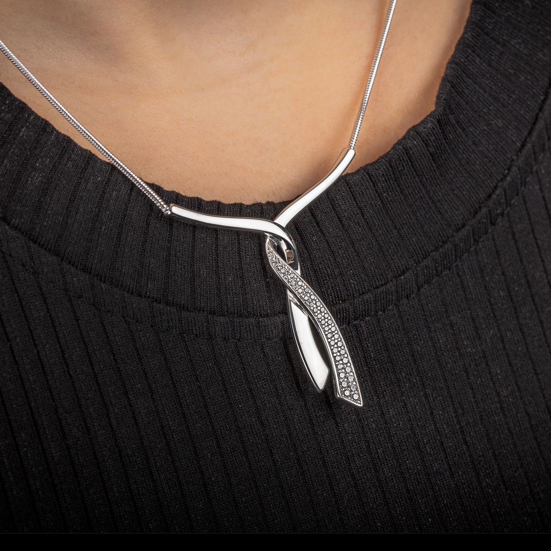 Collier 925 Silber rhodiniert mit Zirkonia pavé 43cm