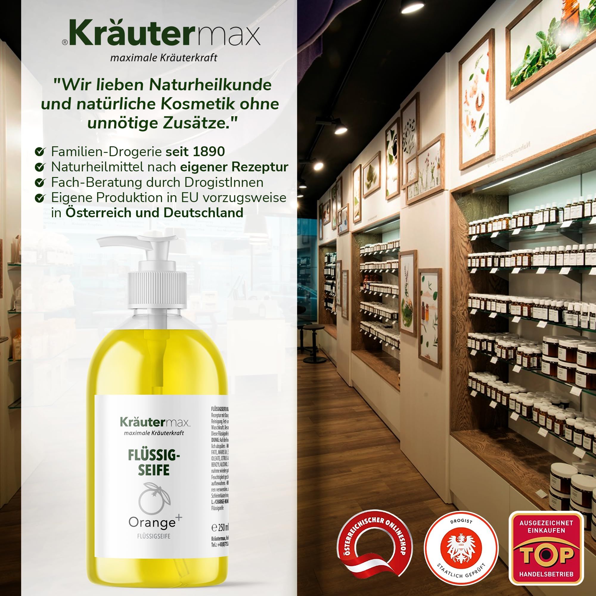 Kräutermax Flüssigseife Orange plus Meersalz