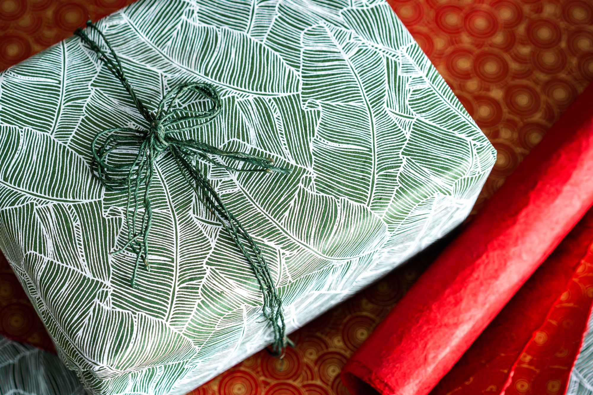Geschenkpapier 'Palmblätter' grün-weiß, B 76 cm, L 51 cm günstig bestellen