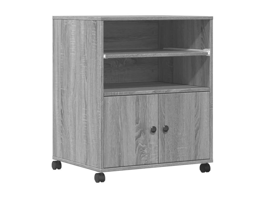 Support d'imprimante avec roulettes sonoma gris 60x48x74 cm