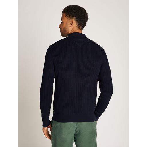 Tommy Hilfiger Herringbone Structure Zip Striktrøje, Desert Sky, XXL