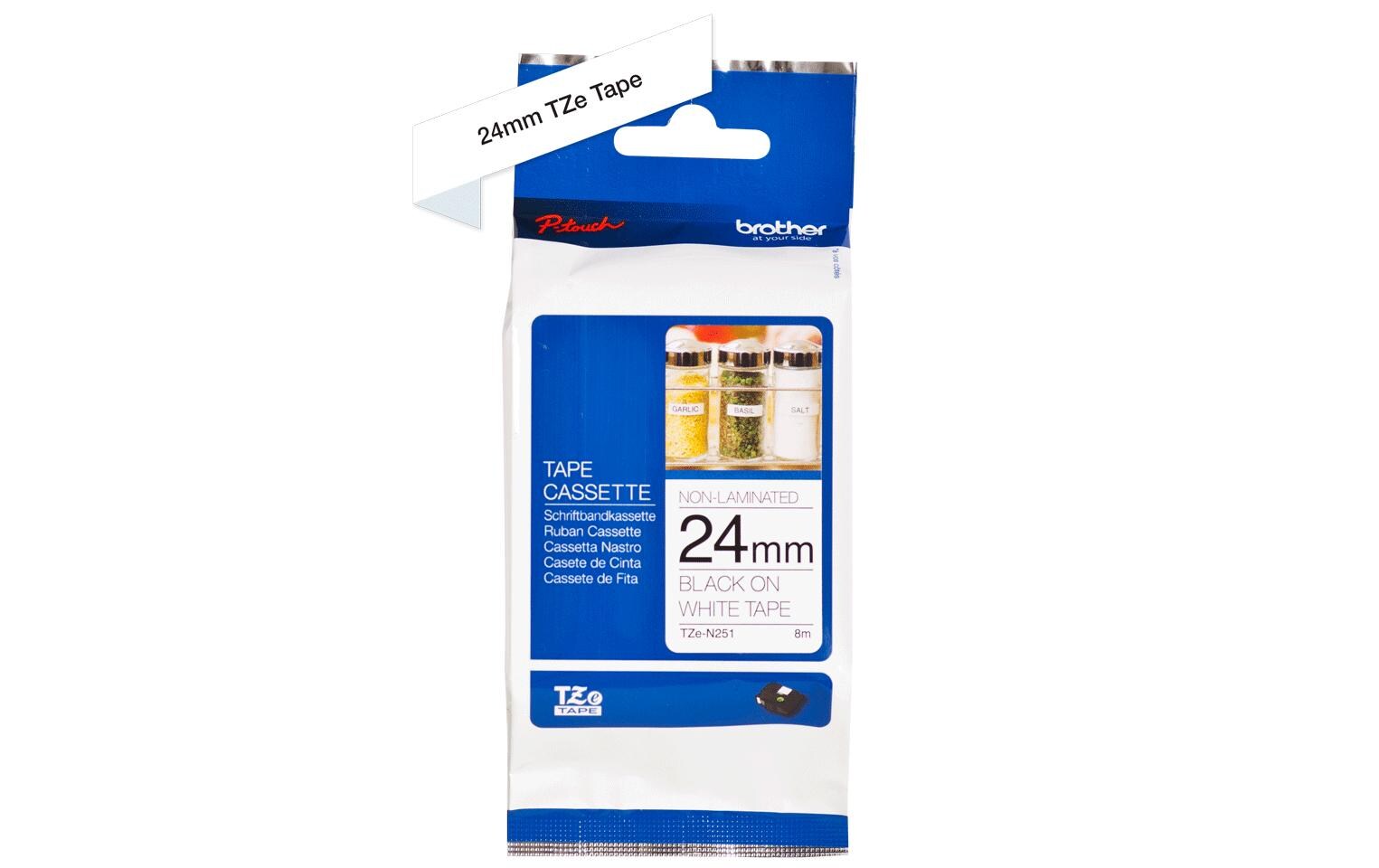 Beschriftungsband TZe-N251 Schwarz auf Weiss24 mm-Beschriftungsband für Etikettendrucker