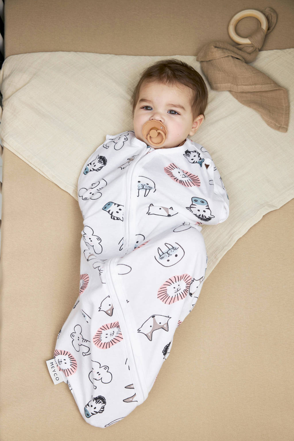 cocoon inbakerslaapzak Animal wit/zand/zwart 70cm