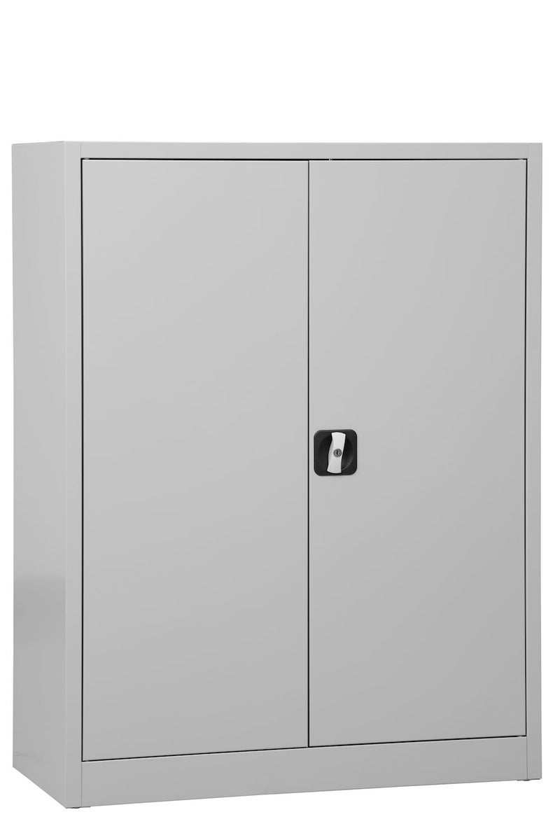PROREGAL Badger draaideurkast met 2 legplanken, Eurolock-greep, plint, HxBxD 120 x 92 x 42 cm, grijs gelakt