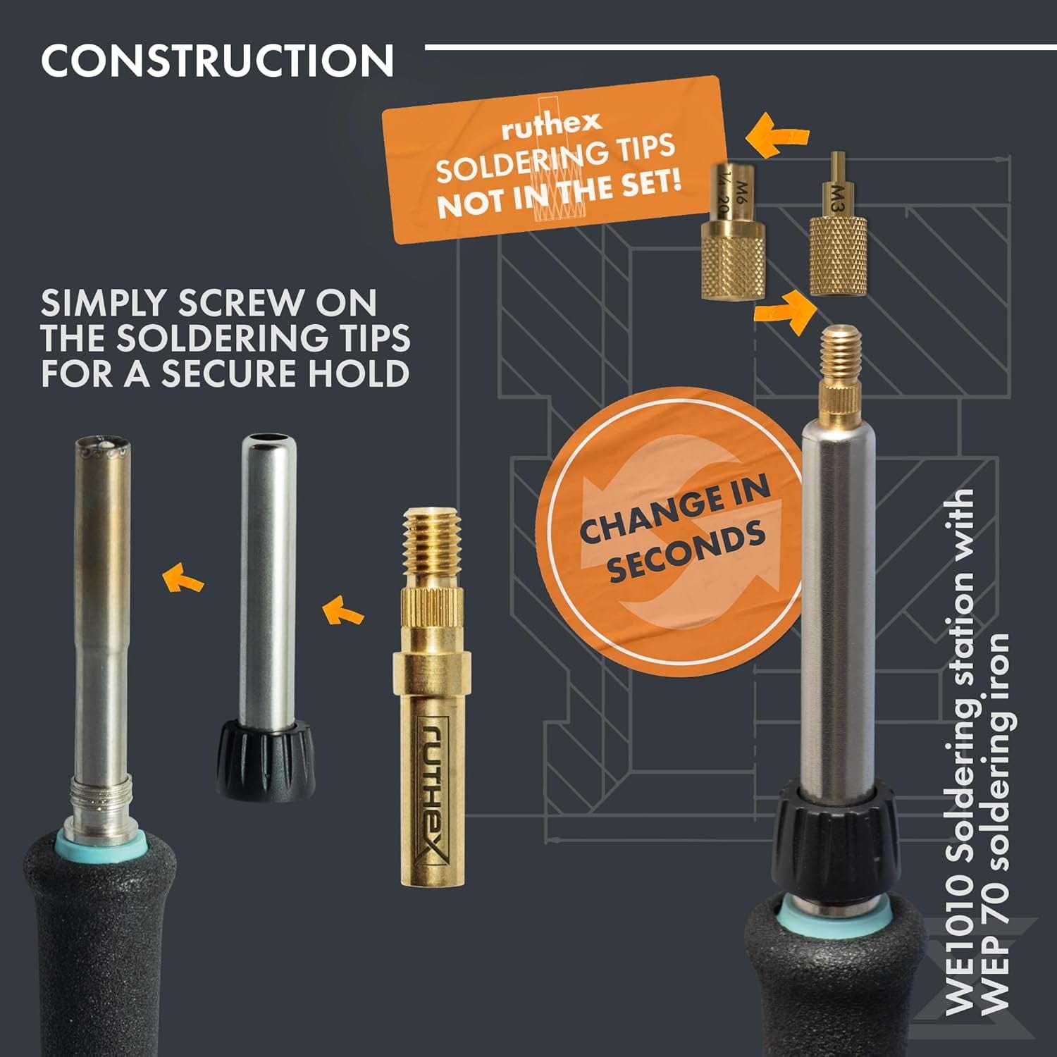 ruthex  2x Lötspitzen Adapter für Weller Serie ET & LT    Adapter für Weller Lötkolben