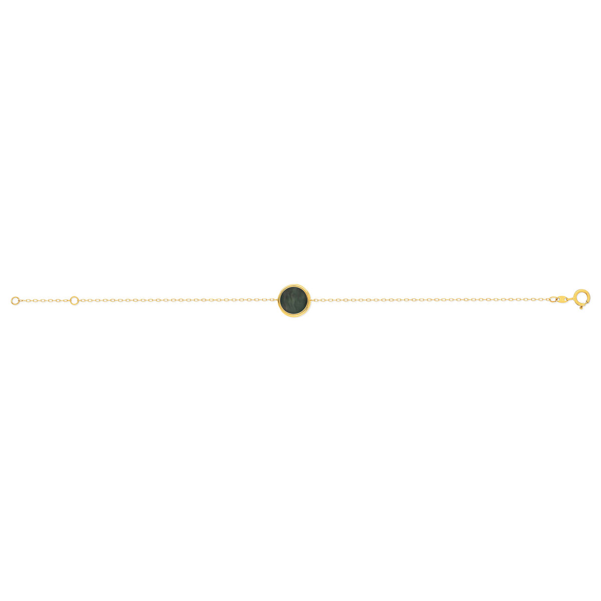 Bracelet or 750 jaune nacre grise ronde 18.5 cm