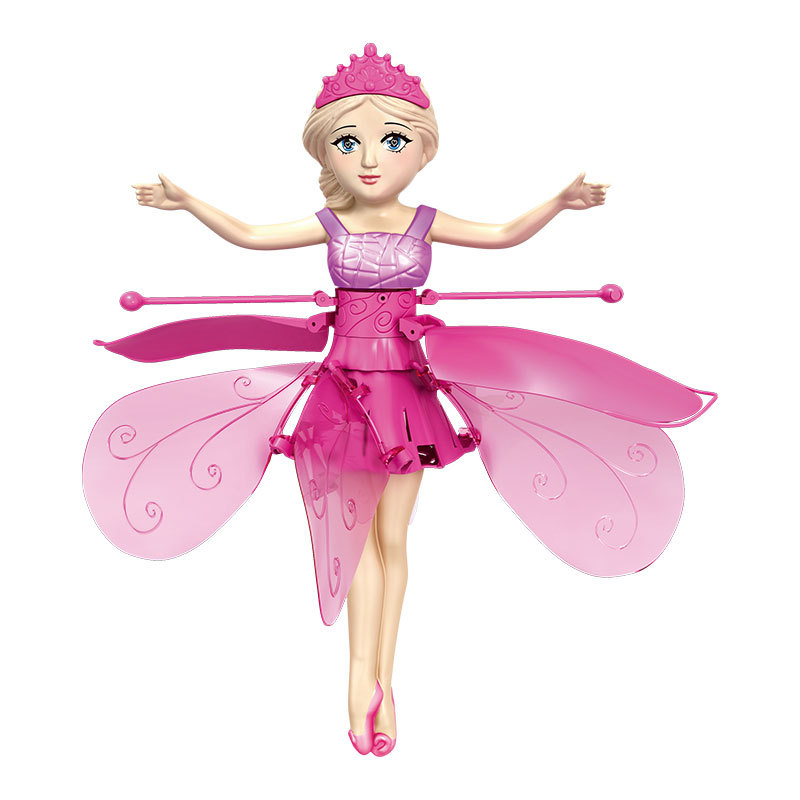 (20cm) Fliegende USB Feen Puppe Magische Prinzessin Kinder Spielzeug mit LED Beleuchtung   Handsteuerung - Pink / Lila