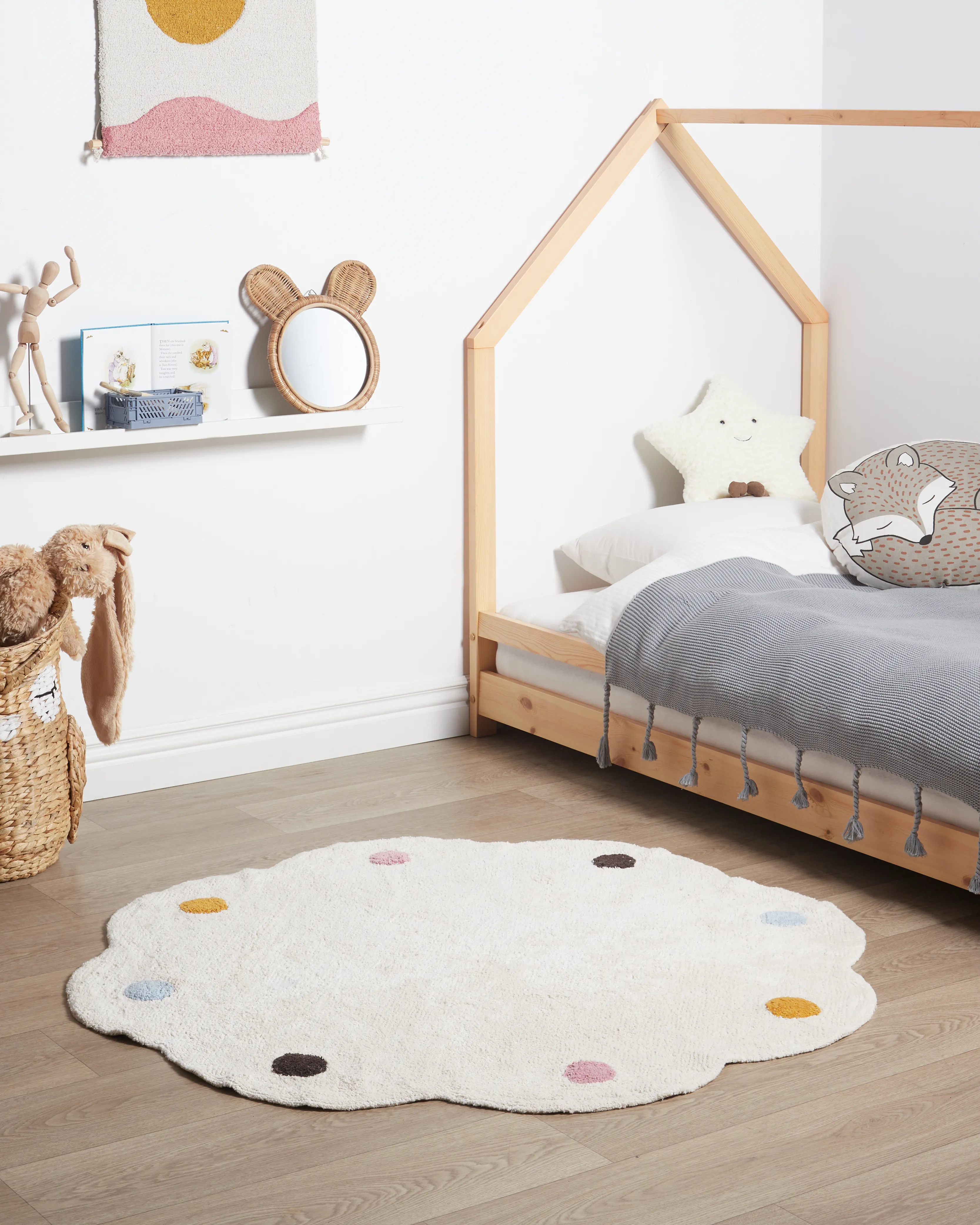 Kindervloerkleed DUREVI Lichtbeige ø 120 cm Katoen