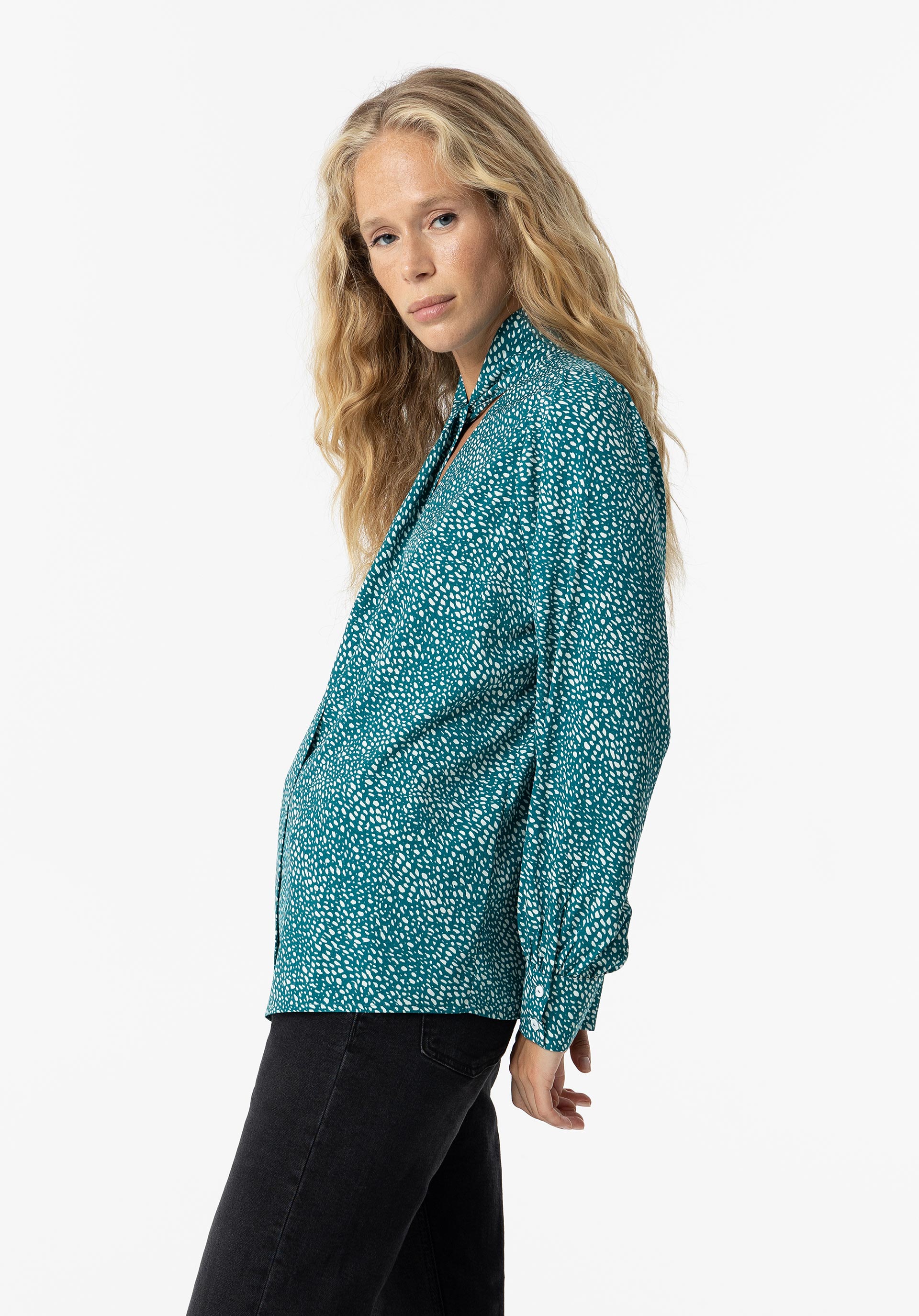 Camisa Estampada com Laço