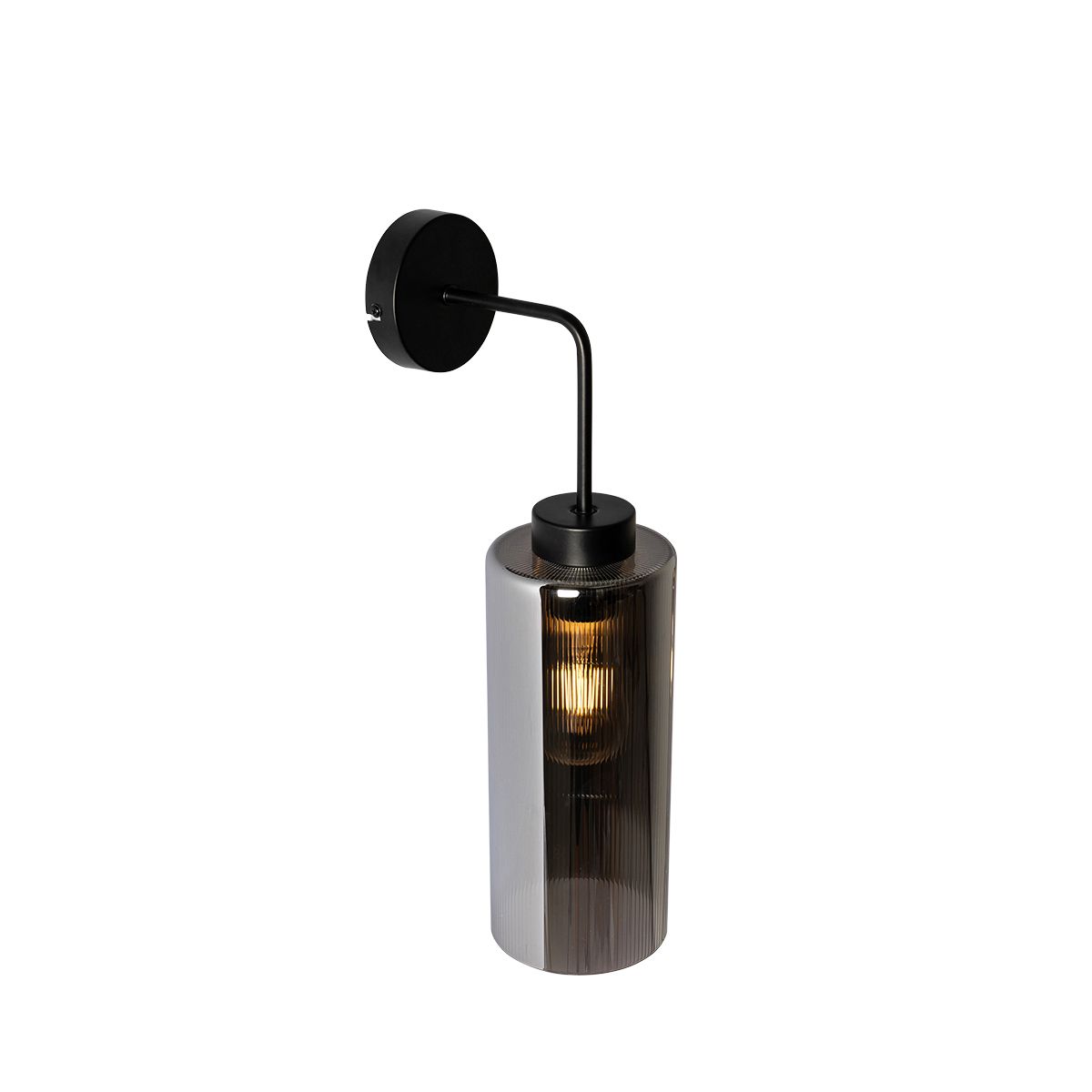 Art Deco wandlamp zwart met smoke glas - Laura
