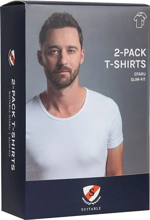 Suitable Otaru T-Shirt Brede Ronde Hals Wit 2-Pack 145-2 O 95/5 Otaru kopen