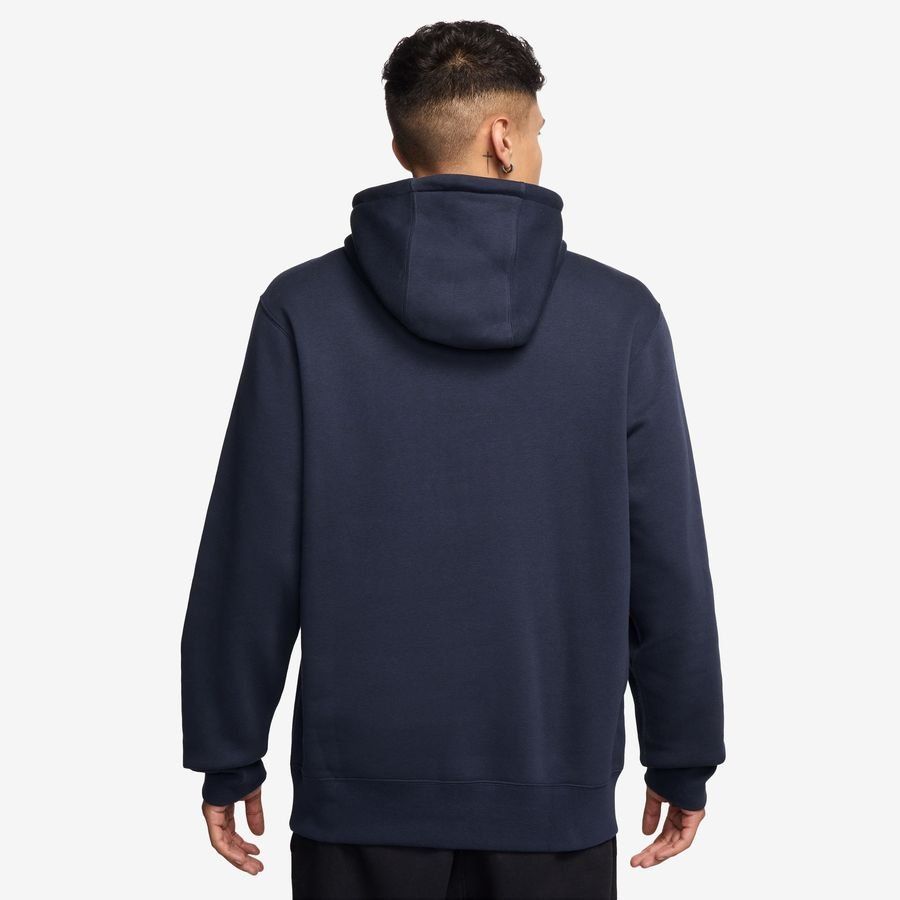 Nike Sweat à Capuche Club Pullover Fleece - Bleu Foncé/Blanc