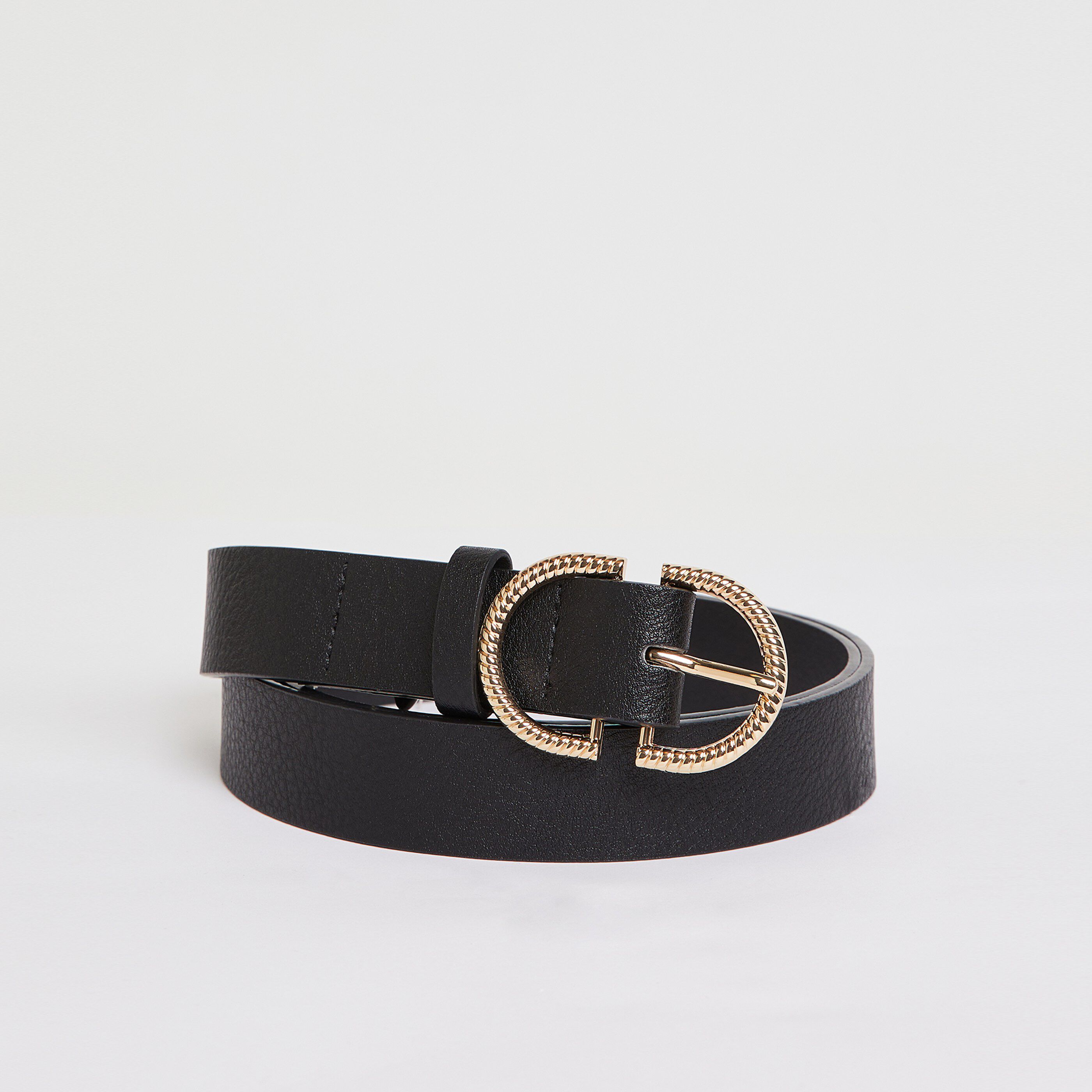 Ceinture noire boucle dorée femme - NOIR