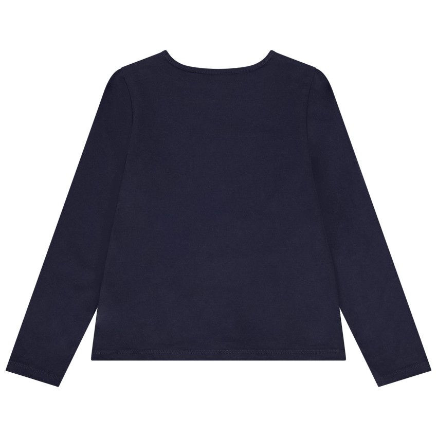 T-shirt manches longues print glitter pour fille - Bleu marine