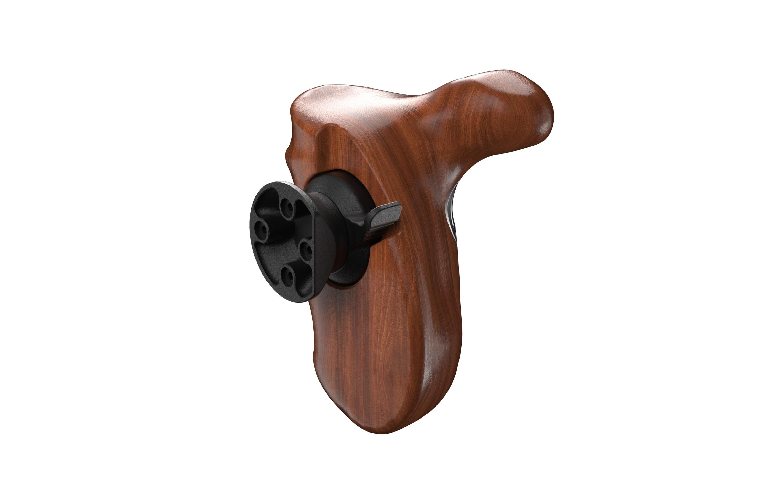 Advanced Right Side Wooden HandleErgonomischer Holzgriff für maximalen Komfort beim Bedienen der Kamera