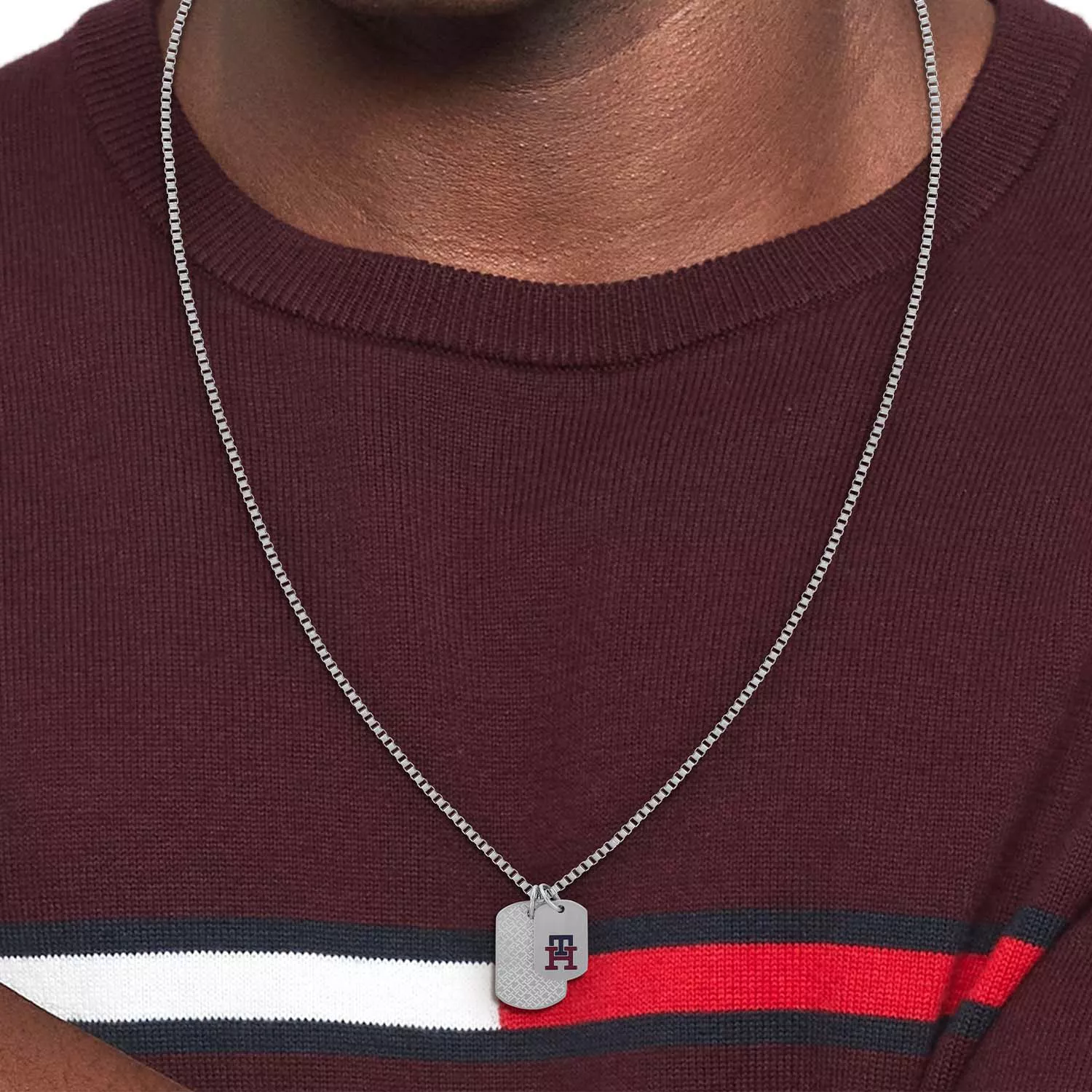 Tommy Hilfiger Monogram Tag Halskæde Rustfrit Stål 2790465
