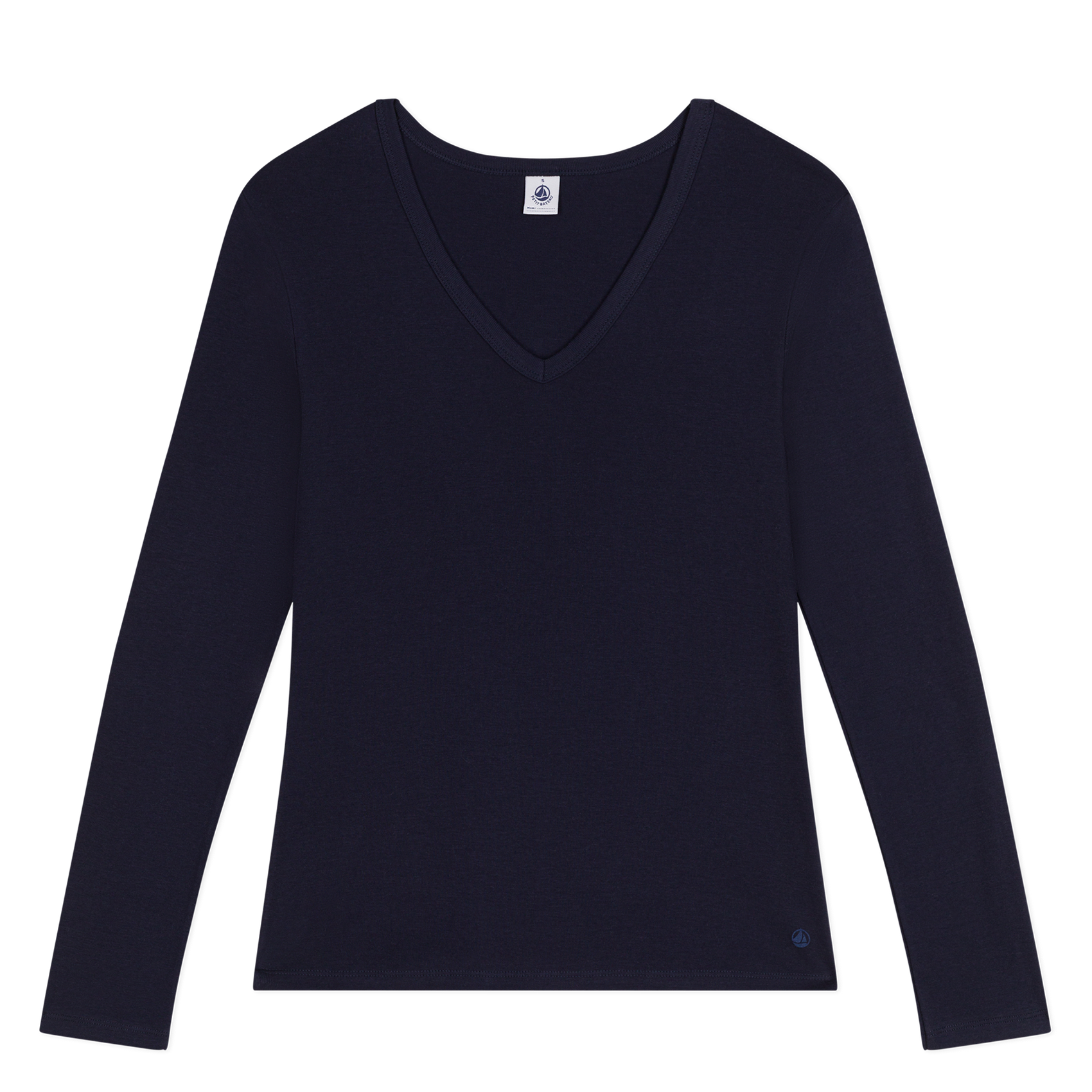 Tee-shirt col V en coton | Bleu