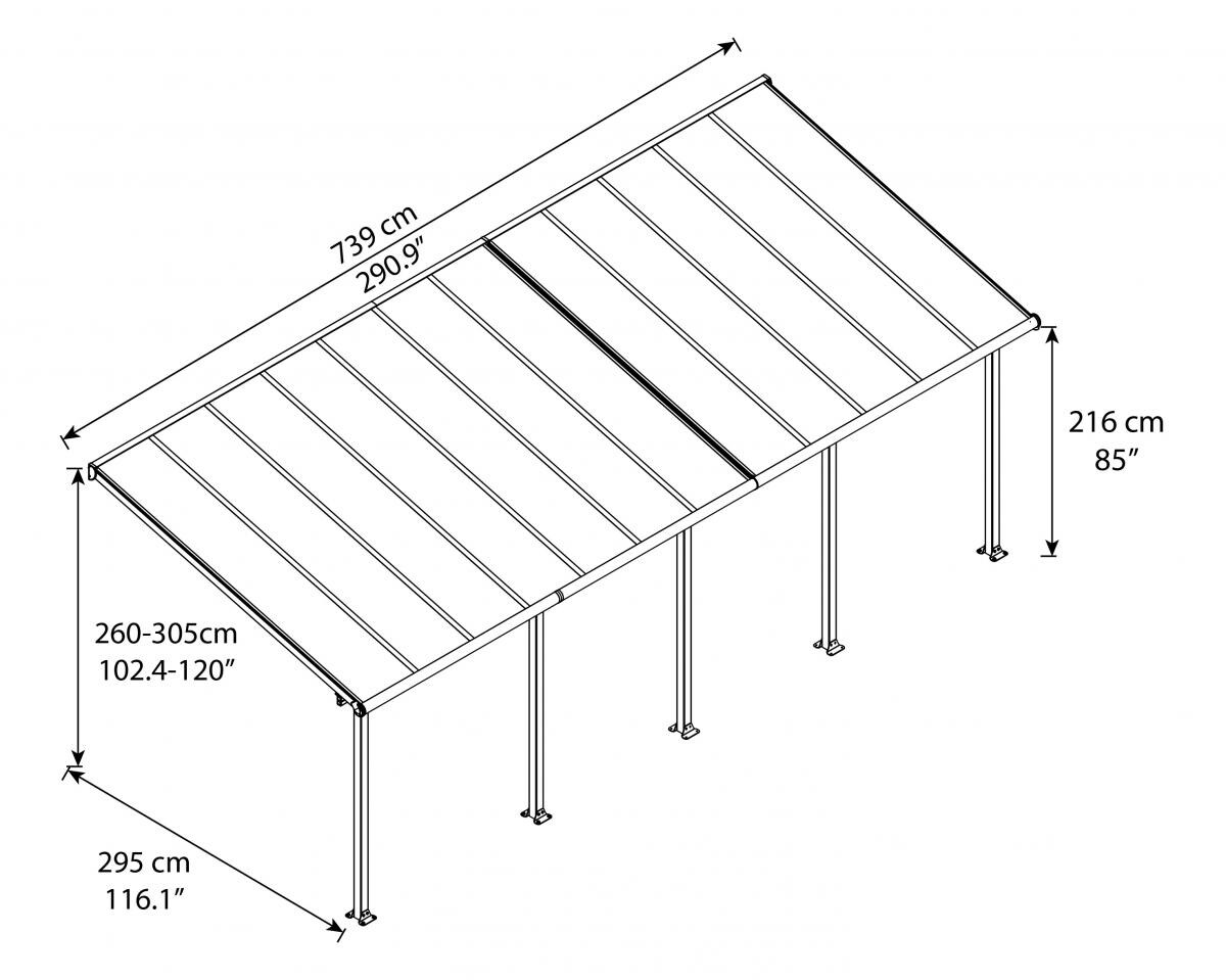 Palram - Canopia Olympia Terrassenüberdachung anthrazit 739x295x305cm