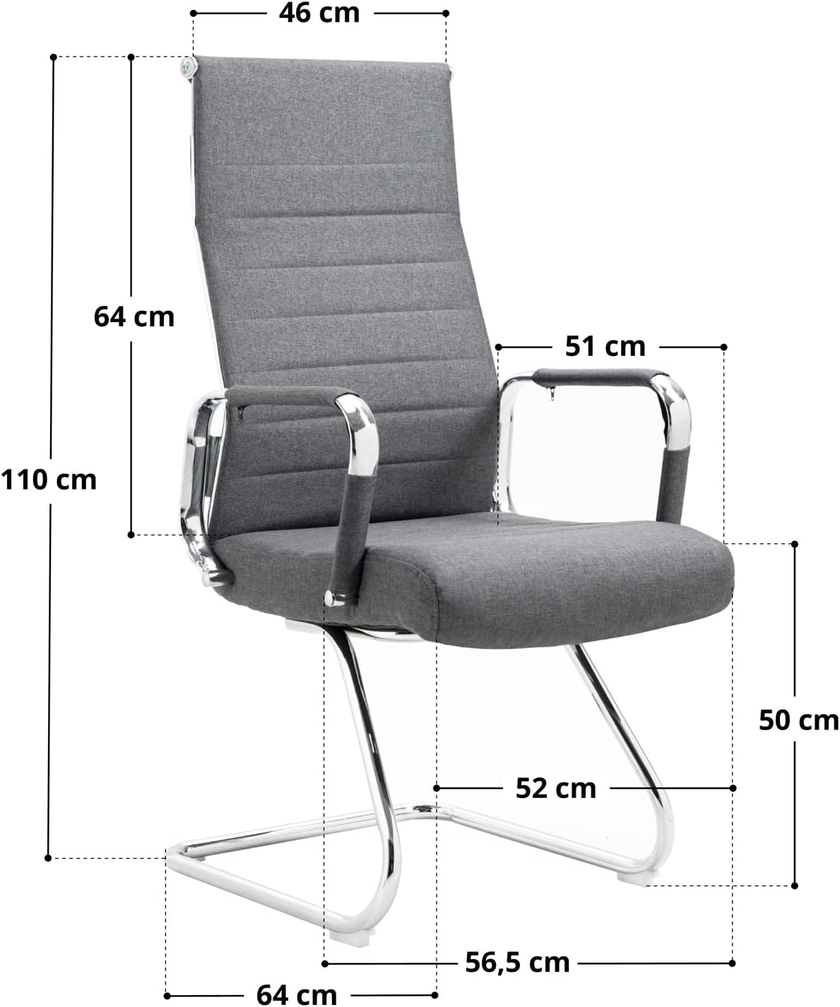 SVITA Office Comfort 2X Besucherstuhl Freischwinger-Stuhl mit Armlehne Konferenzstuhl ohne Rollen Armlehnstuhl Office-Stuhl Stoff Dunkelgrau