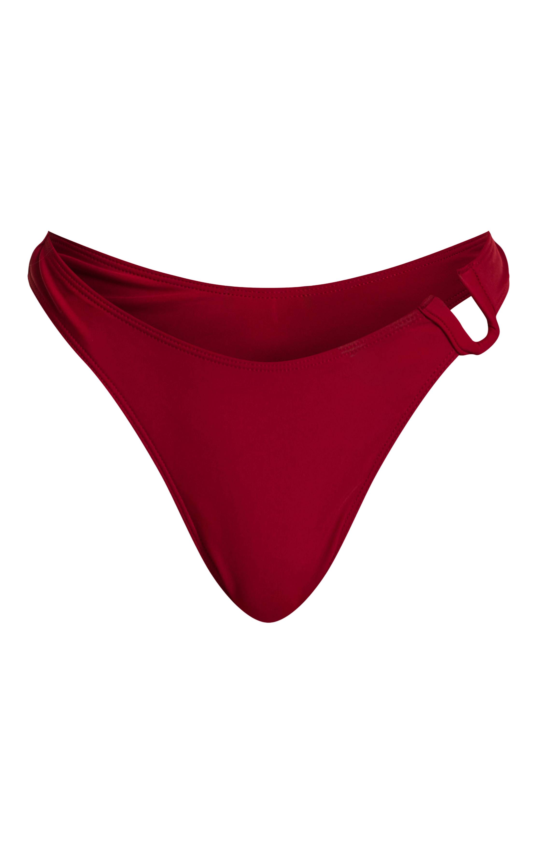 Rouge Bordeaux Bas De Bikini Tanga Avec Barre En U
