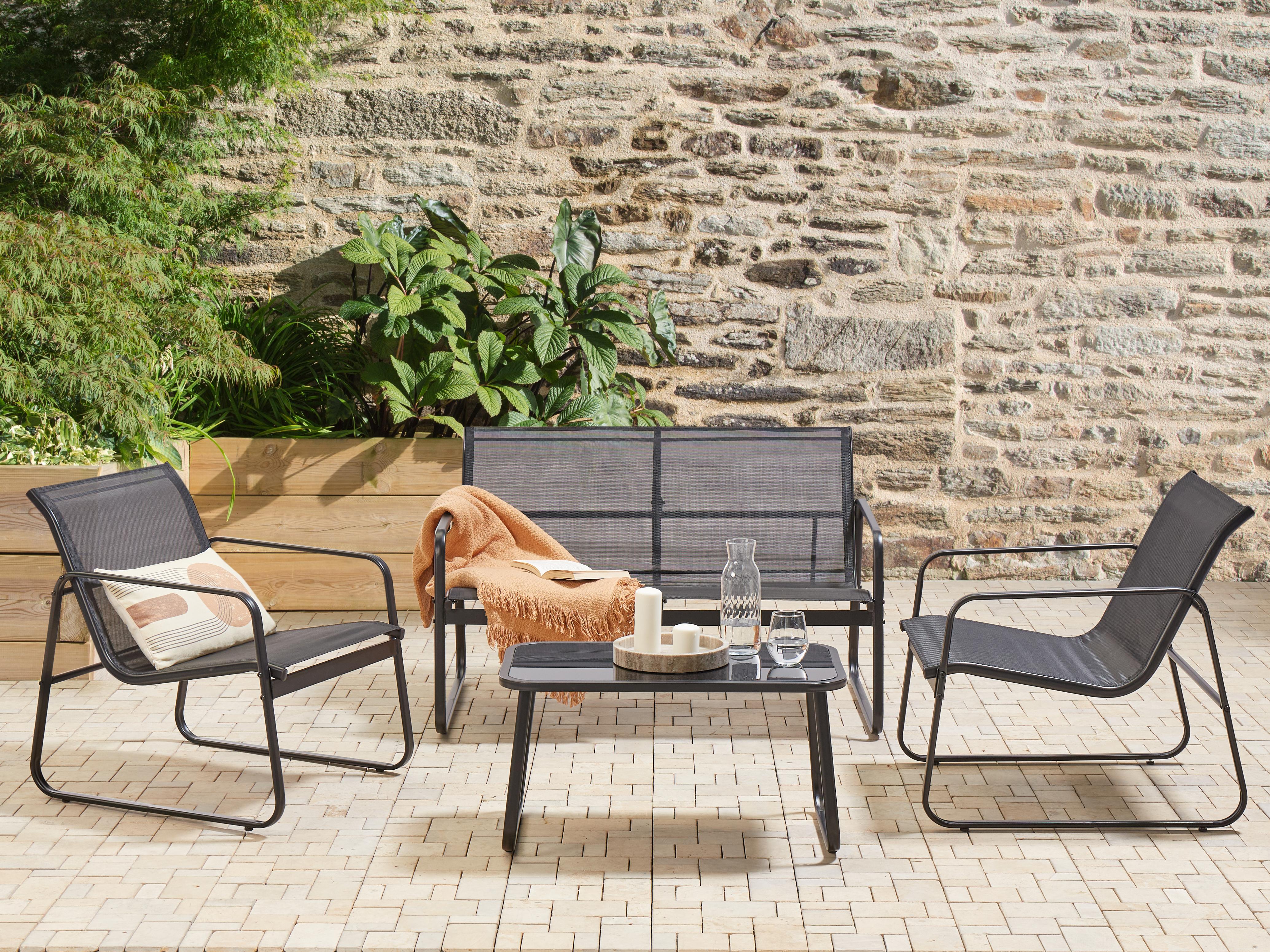 Loungeset met tafel 4-zits BARREA Metaal Zwart
