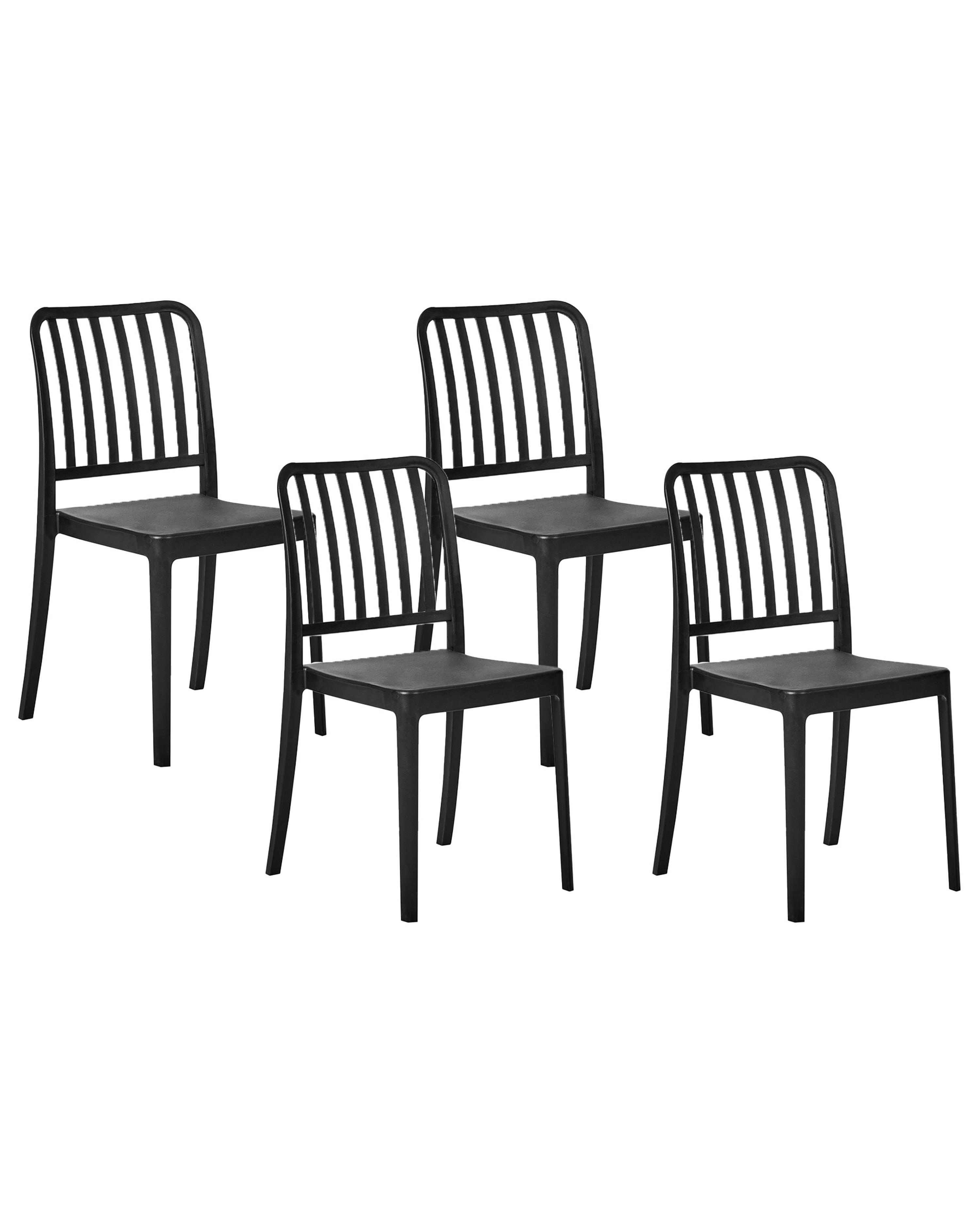 Set van 4 tuinstoelen SERSALE Synthetisch materiaal Zwart