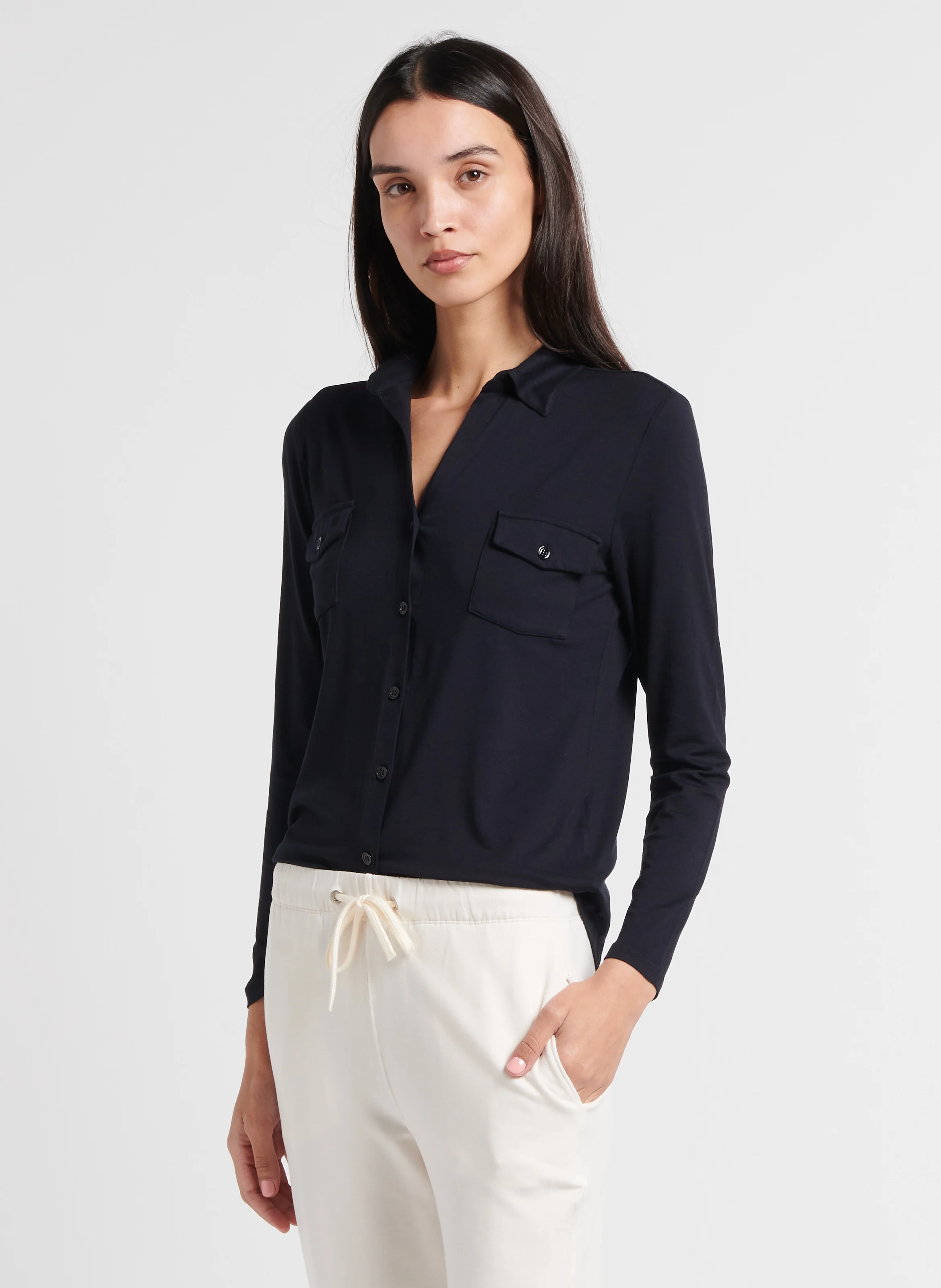 Chemise col classique stretch | Bleu