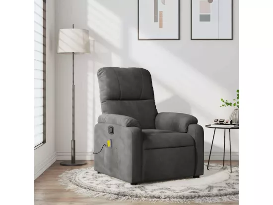 Fauteuil inclinable massant gris foncé tissu microfibre