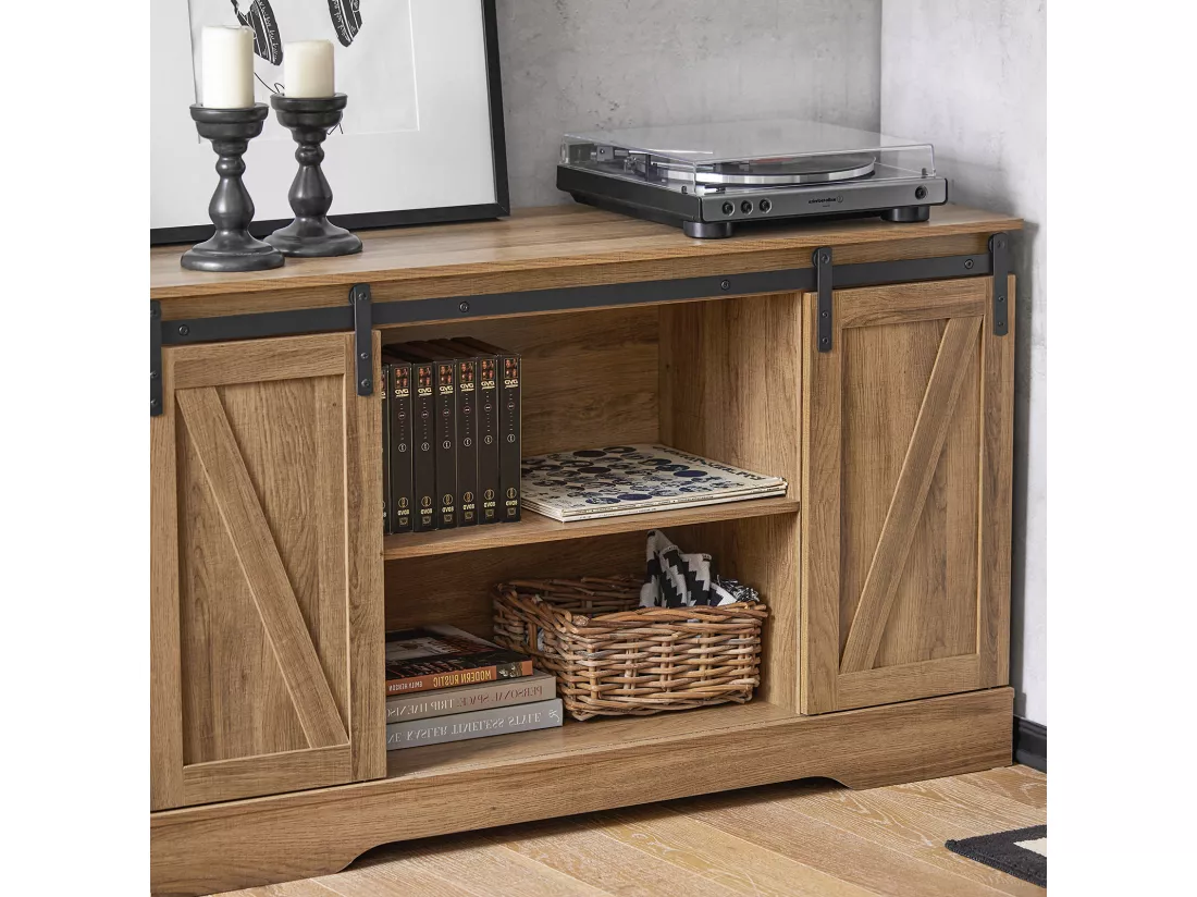 Commode Meuble Bas Buffet Avec Porte De Grange Coulissante Armoire À Chaussures , Fsb60-br