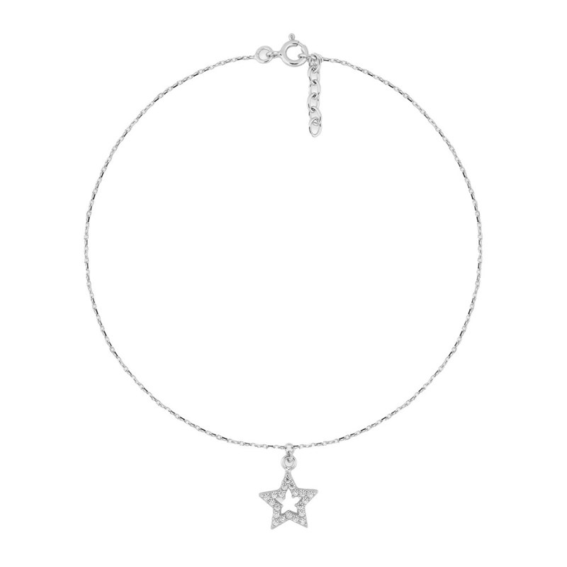 Chaîne de cheville Femme - Oxyde de zirconium - Argent 925