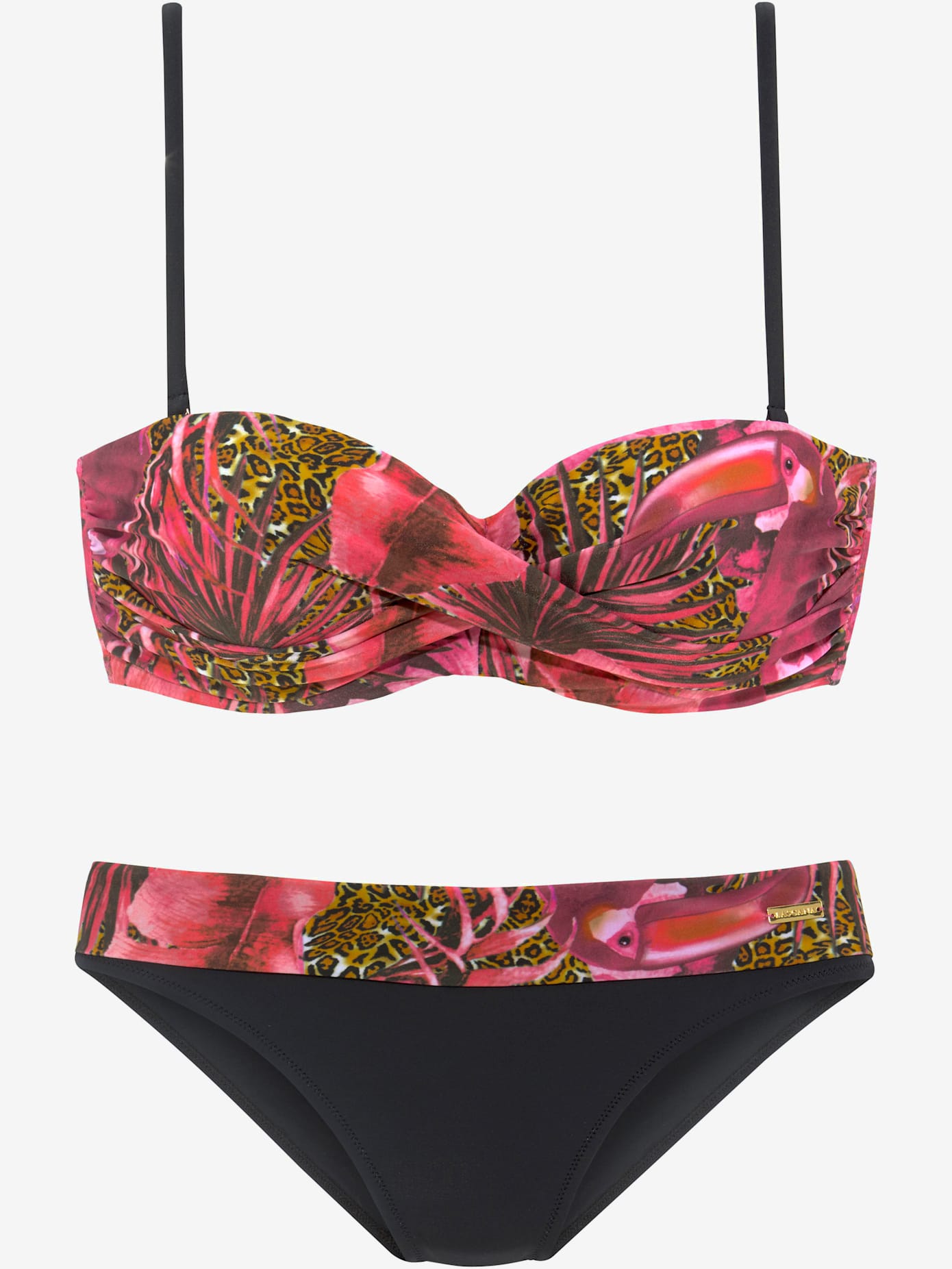 Maillot de bain bandeau à armatures aspect jungle