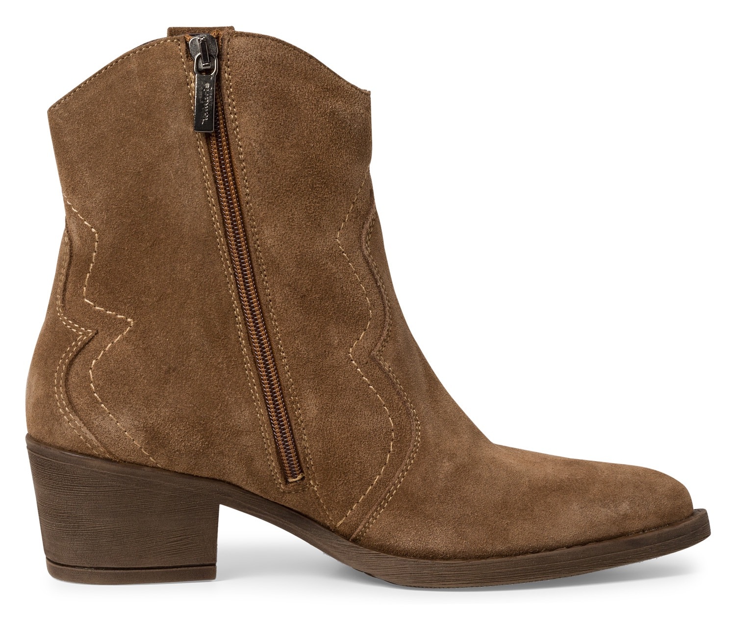 Tamaris Cowboy Stiefelette  , Blockabsatz, Festival, Western-Boots mit modischen Kontrastnähten
