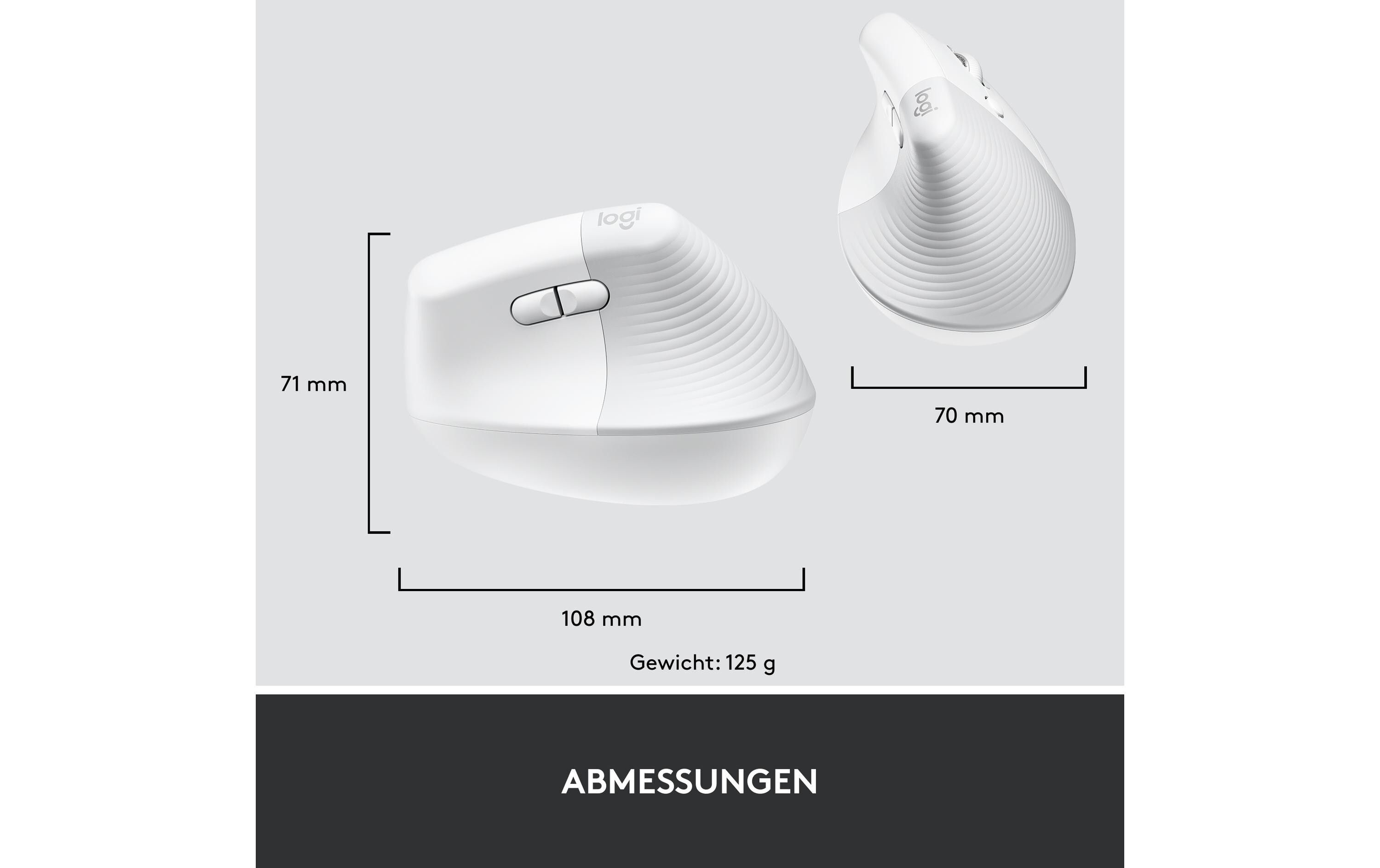 Ergonomische Maus Lift for Business Off-whiteKomfortable ergonomische Maus mit vertikalem Design für kleine bis mittelgrosse Hände