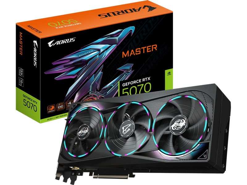 Gigabyte Grafikkarte AORUS GeForce RTX 5070 MASTER 12 GB Gigabyte Grafikkarte mit 12 GB GDDR7 Speicher