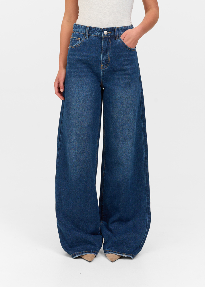 Wide leg classic jeans indigo blauw