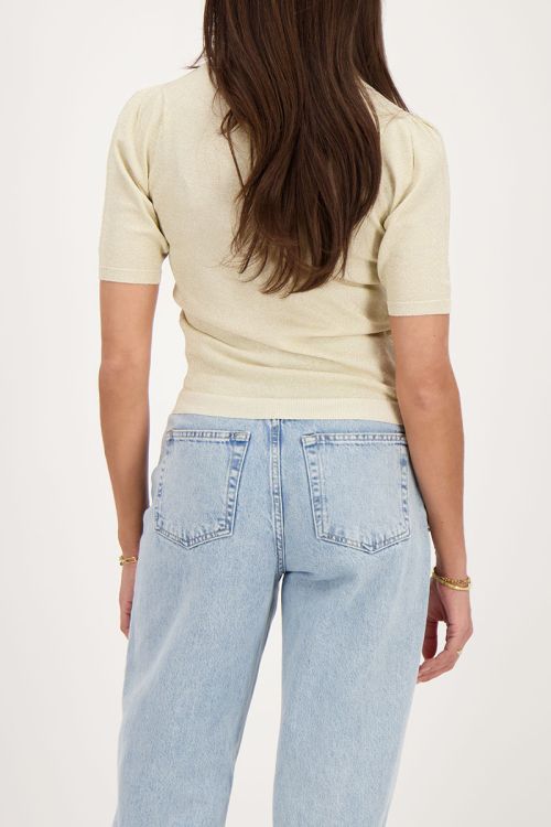 Goudkleurige lurex top met korte mouwen