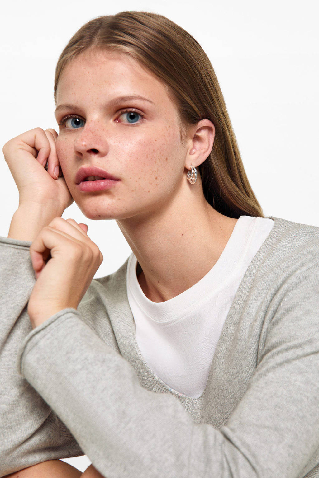 MANGO TEEN gebreide trui grijs