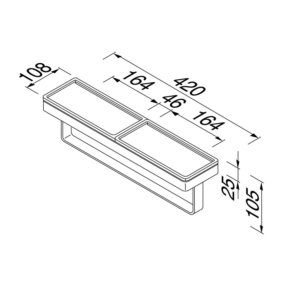 Geesa Frame handdoekrek met plateau 42cm zwart/chroom