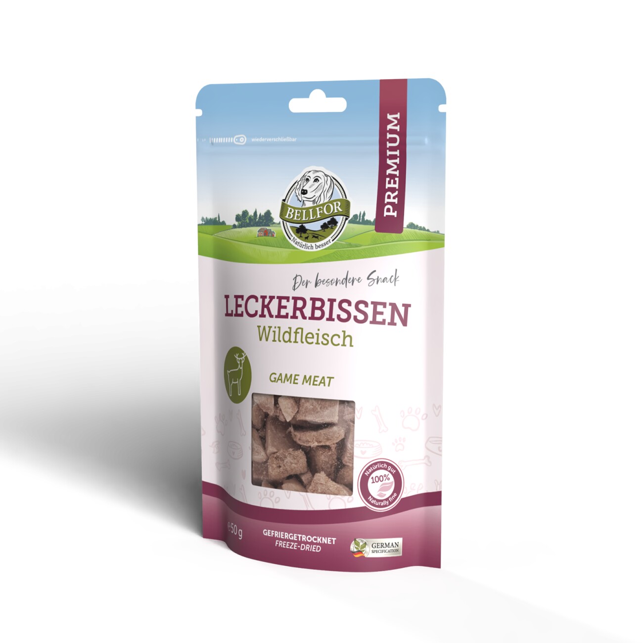 Bellfor Leckerbissen für Hunde - Wildfleisch (gefriergetrocknet) - 50 g