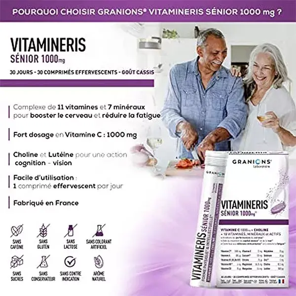 Granions Vitamineris Sénior 1000mg + Vitamine C, Choline - 30 comprimés