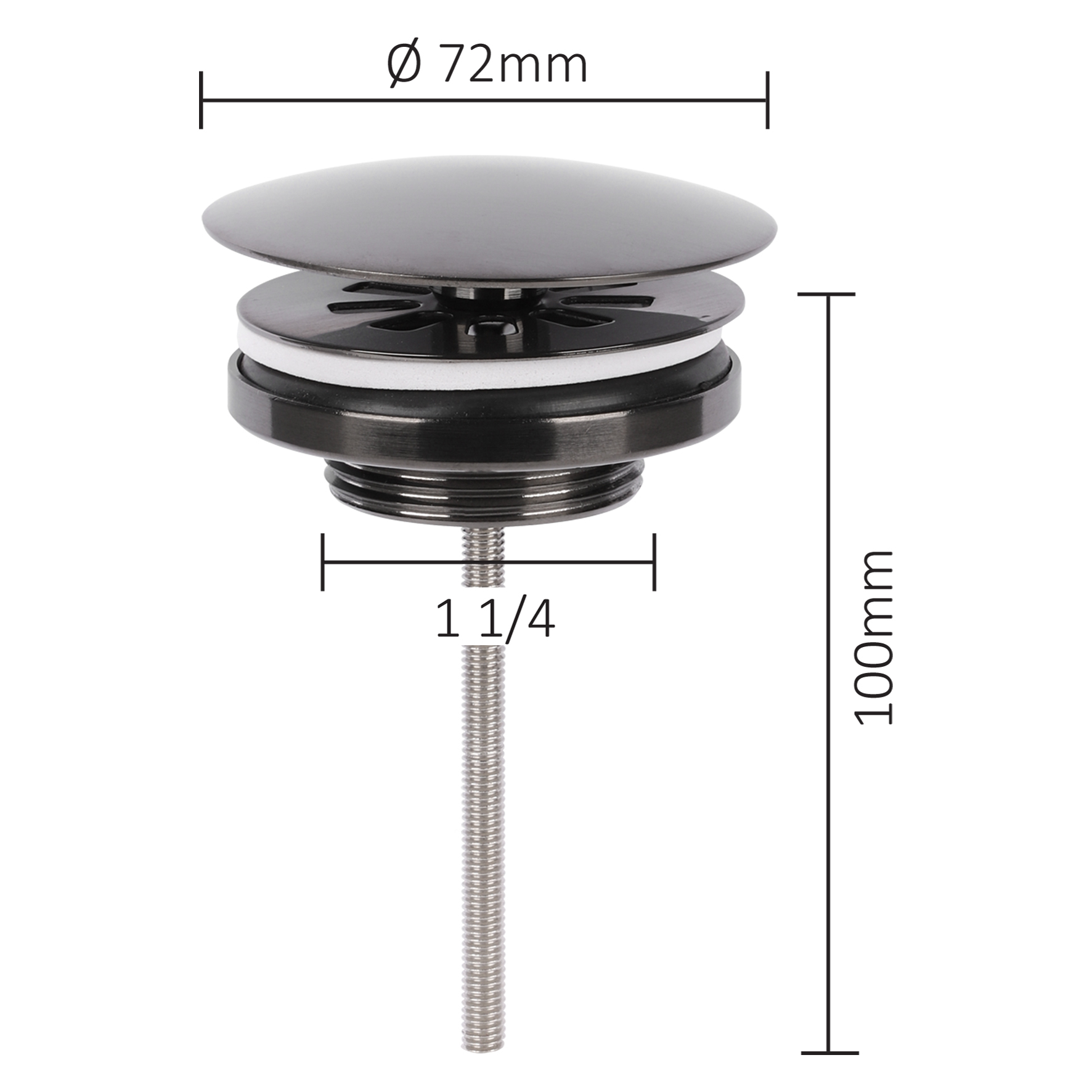 Differnz Always Open afvoerplug groot gunmetal