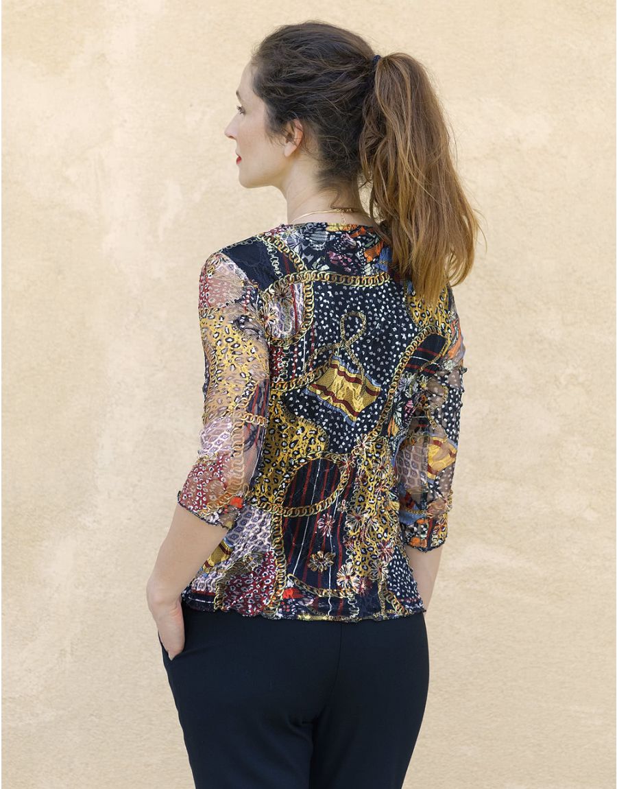 T-shirt résille noir